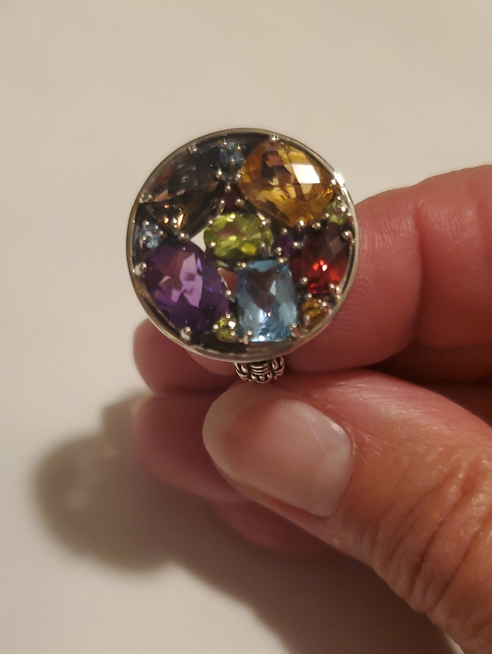 Vintage Clyde Duneier Multi-gemstone Estate Ring Size 8